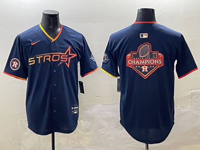 Men Houston Astros Blank Drak Blue Three generations Joint Name 2025 Nike MLB Jersey style 18->houston astros->MLB Jersey